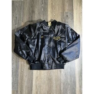 Vintage Black Satin Bomber Jacket